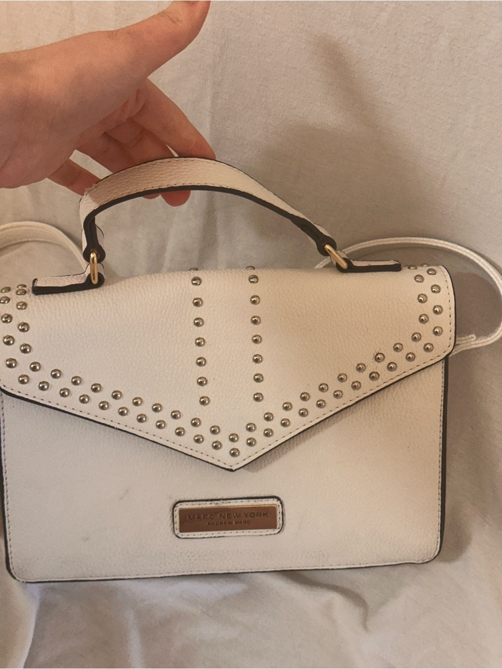 Marc New York White Studded Envelope Satchel with Top Handle - Picture 4 of 5